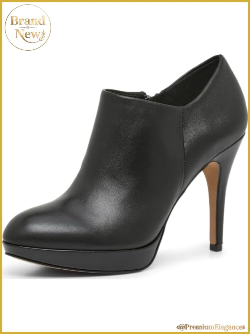 Elvin Platform Booties Suede Leather Side Zip Rounded Toe 4.25 in Heel